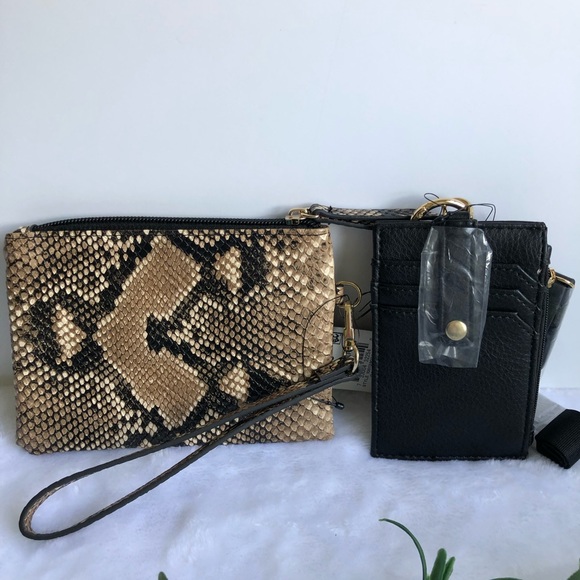 INC International Concepts Wristlet & Card Case Lanyard Camel Snake, NWT - Picture 2 of 5